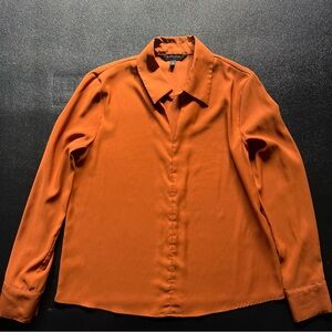 Banana Republic orange satin blouse, size S.